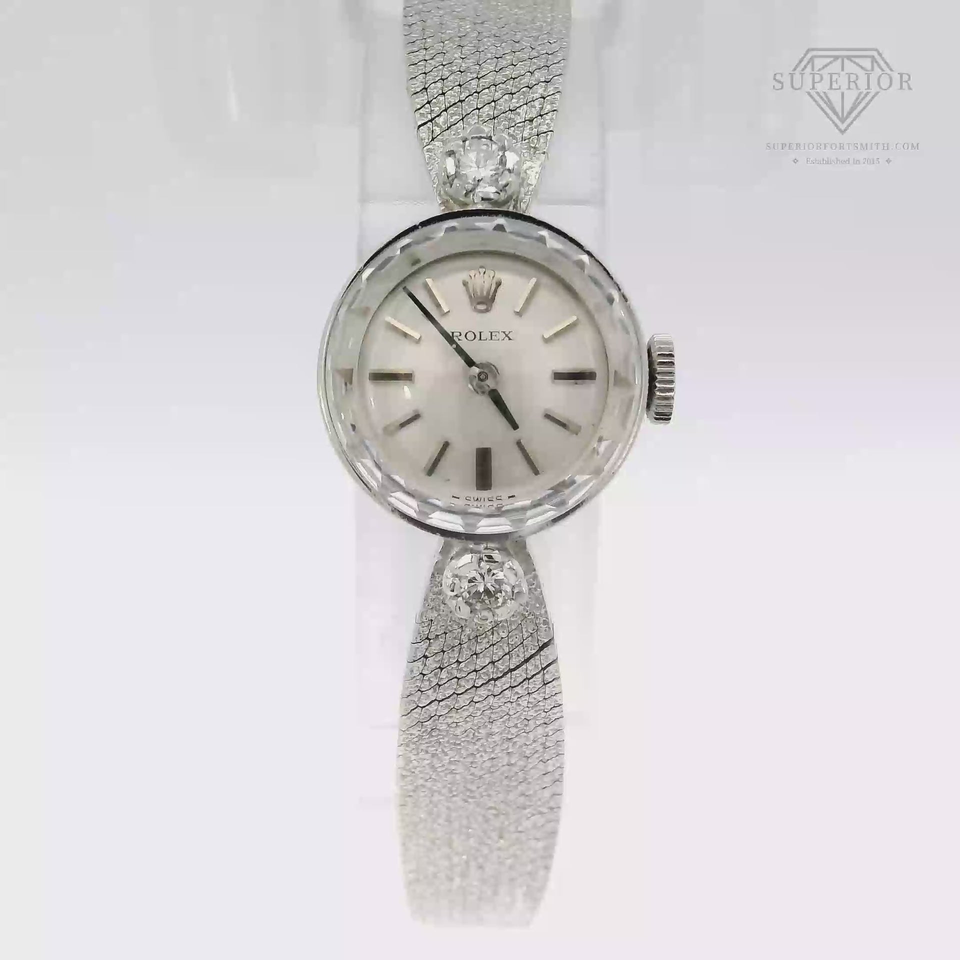 Ladies Rolex White Gold & Natural Diamond Accent Cocktail Watch