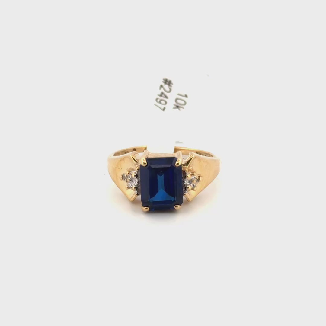 10K Yellow Gold With Blue Lab Stone