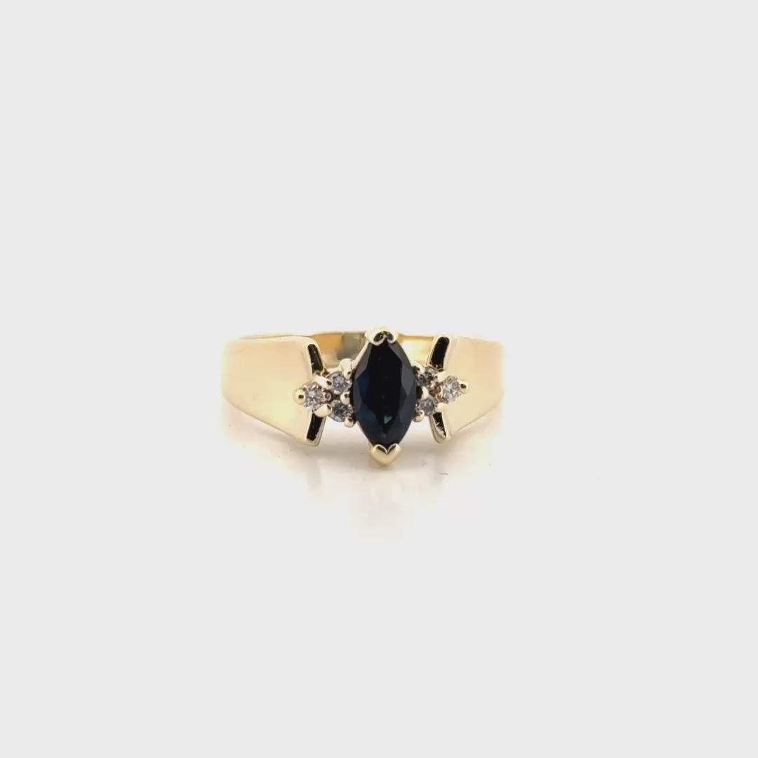 Natural Diamond & Sapphire Ring Set in 10K Yellow Gold