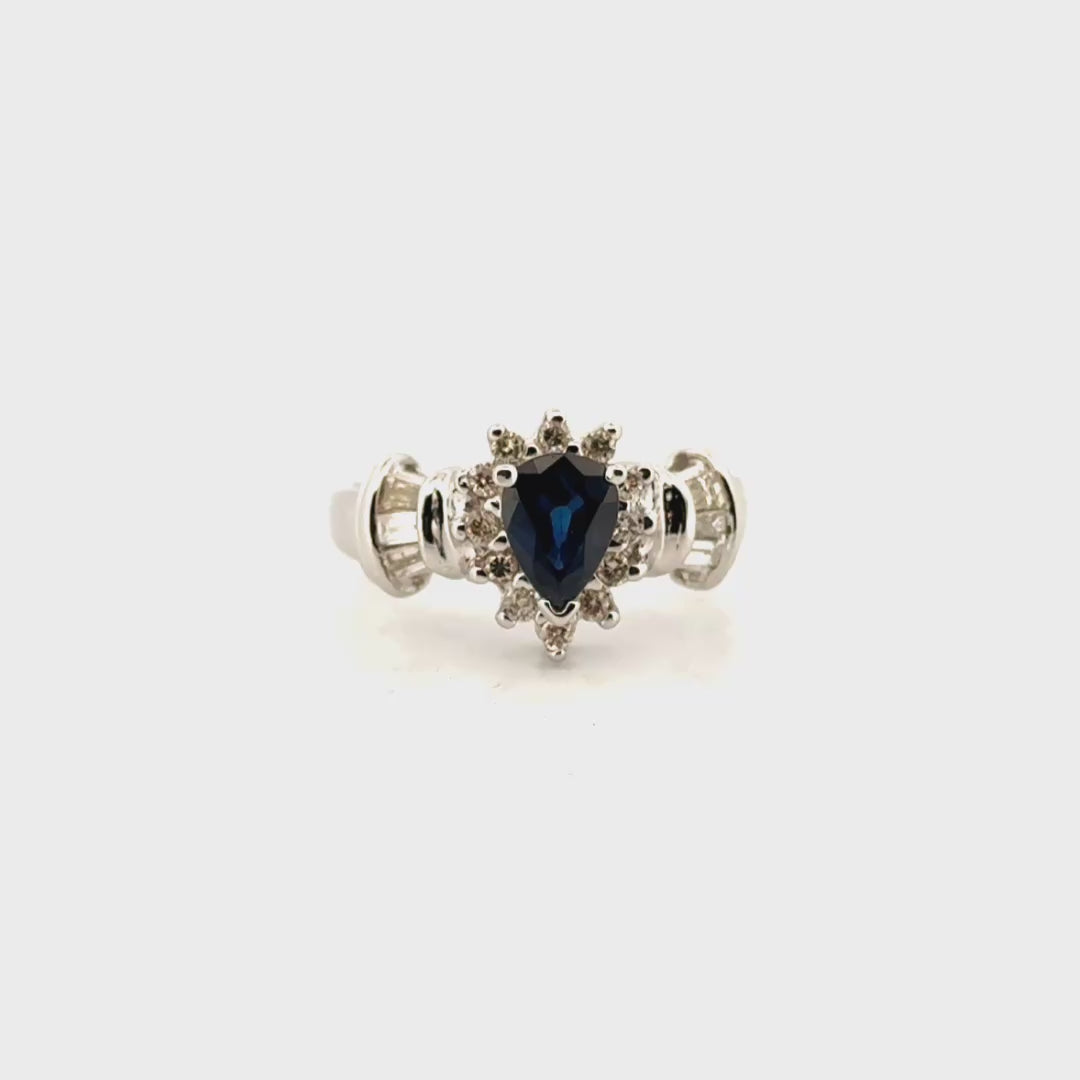 Pear Shape Sapphire in 14K White Gold Mounting