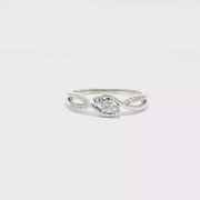 Three Stone Fashion Ring in 14K White Gold Sz 8.5