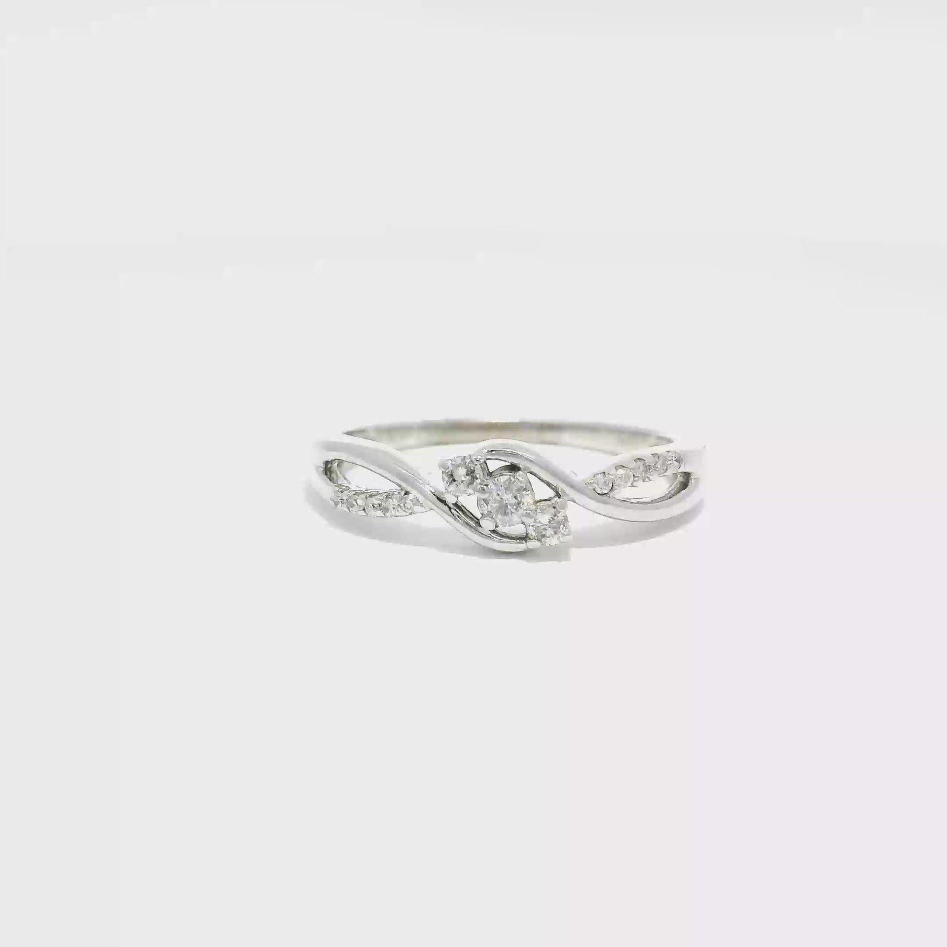 Three Stone Fashion Ring in 14K White Gold