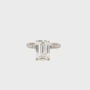 3.80ct. E VS2 Lab Emerald Cut Diamond in 14K White Gold Mounting Sz 7