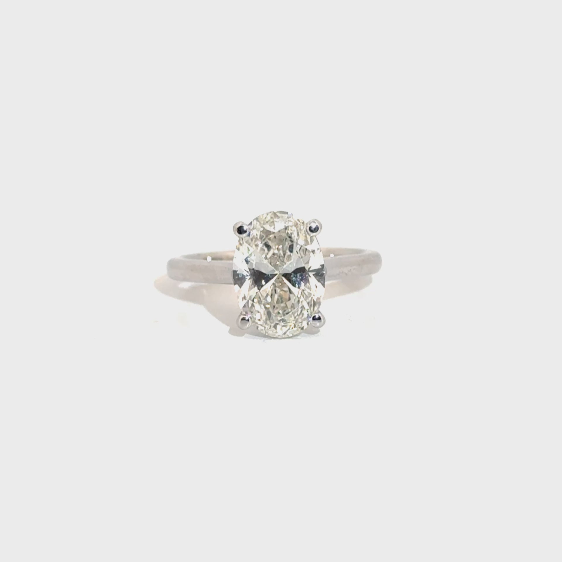 3.02ct E VS1 Lab Grown Oval Set in 14K White Gold Cathedral