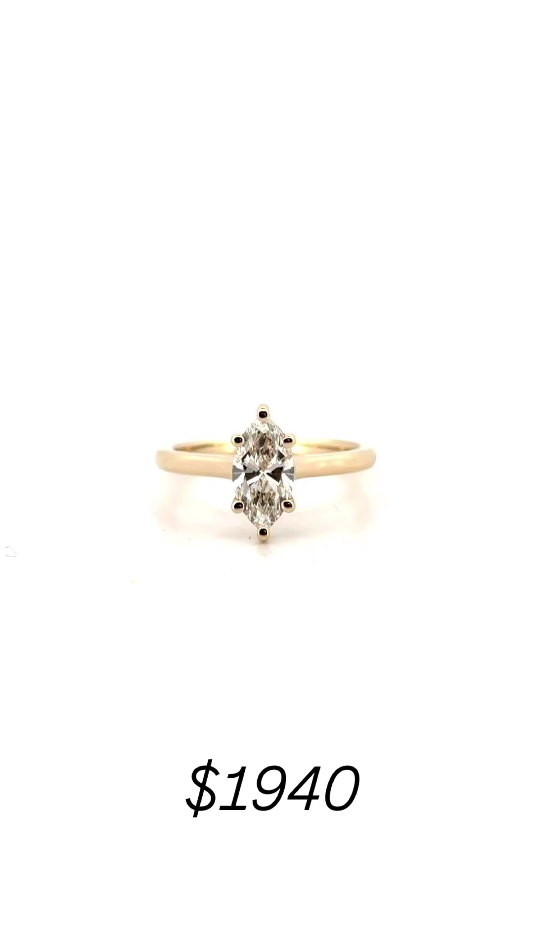 1.03ct. E VVS2 Lab Grown Marquise in 14K Yellow Gold Cathedral