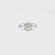 Natural Diamond Flower Style Ring in 14K White Gold Sz 7