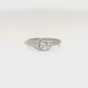 Natural Round Diamond Engagement Ring in 14K White Gold Sz 7