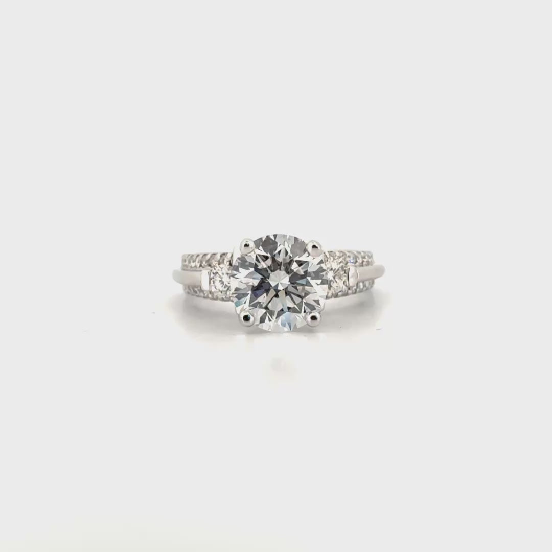 3.03ct. E VS1 Lab Grown Round Diamond in 18K White Gold Custom Mounting