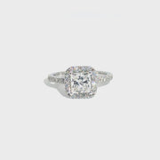 1.37ct. F VS1 Lab Princess in Halo 14WG Sz 7