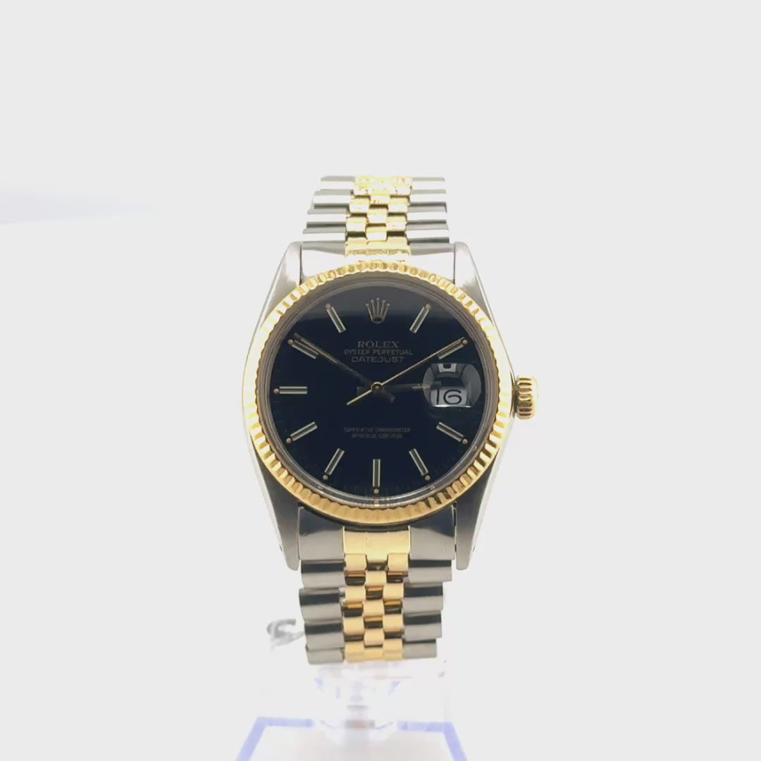 36mm Datejust Model 16013 Two Tone Black Dial Diamond Bezel (1984)