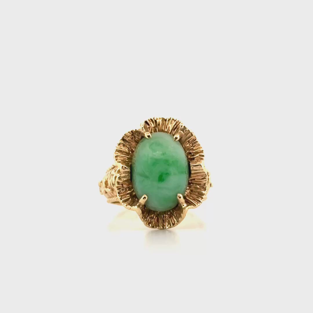 Jadeite Ring in 14K Yellow Gold