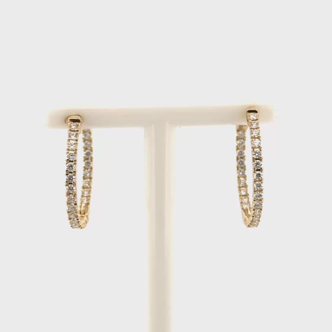 Natural Diamond In N Out Hoop Earrings in 14K Yellow Gold