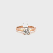 1.02ct. F SI1 Round Lab Grown Diamond Engagement Set in 14k Rose Gold Sz 7
