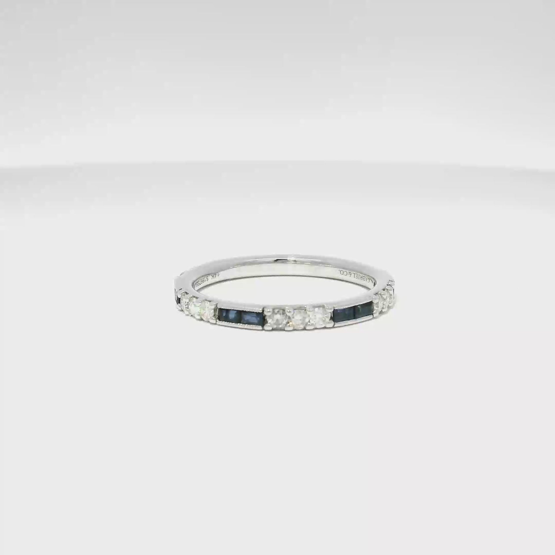Gabriel & Co. Natural Diamond & Sapphire Band in 14K White Gold