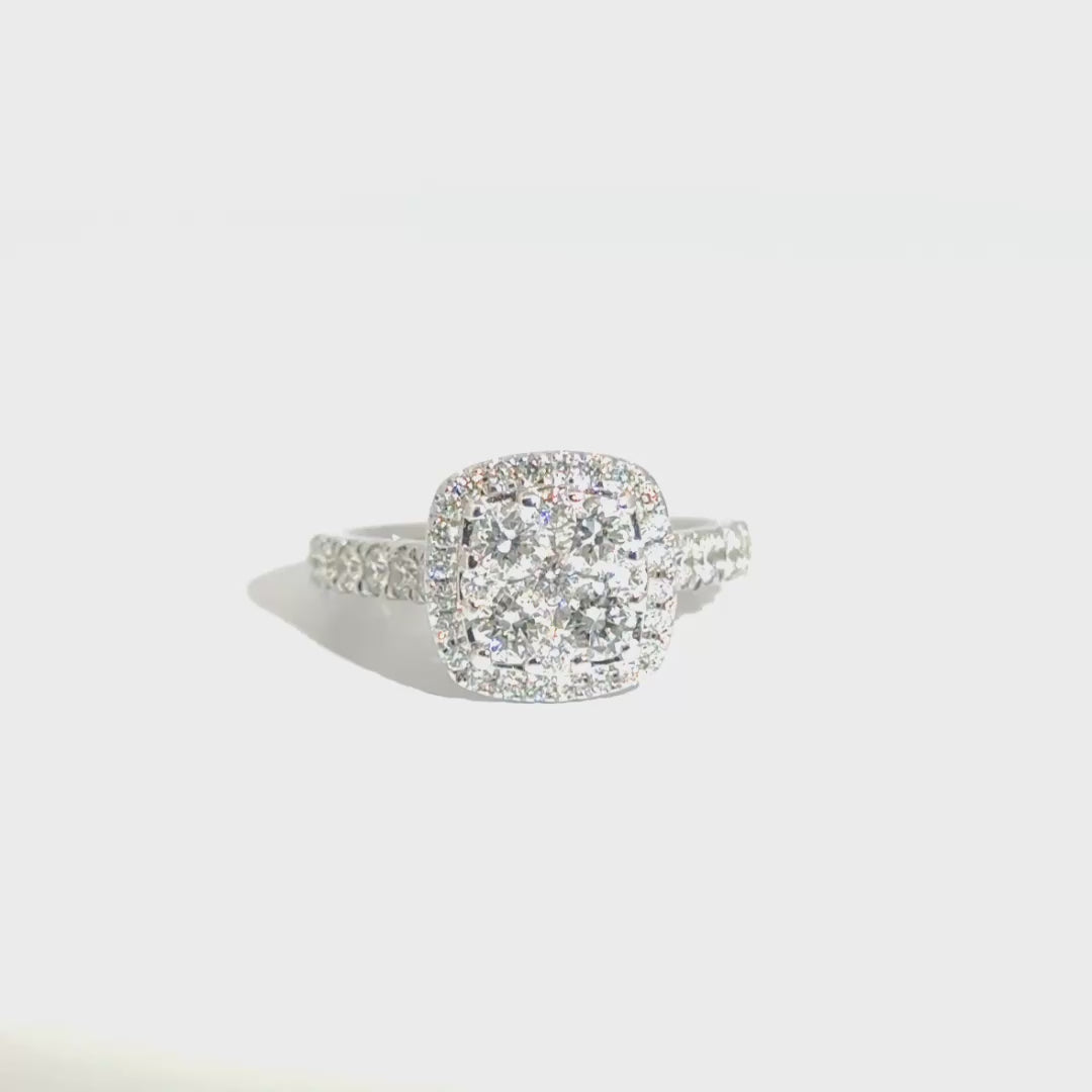 Natural Diamond Cluster Ring in 14K White Gold