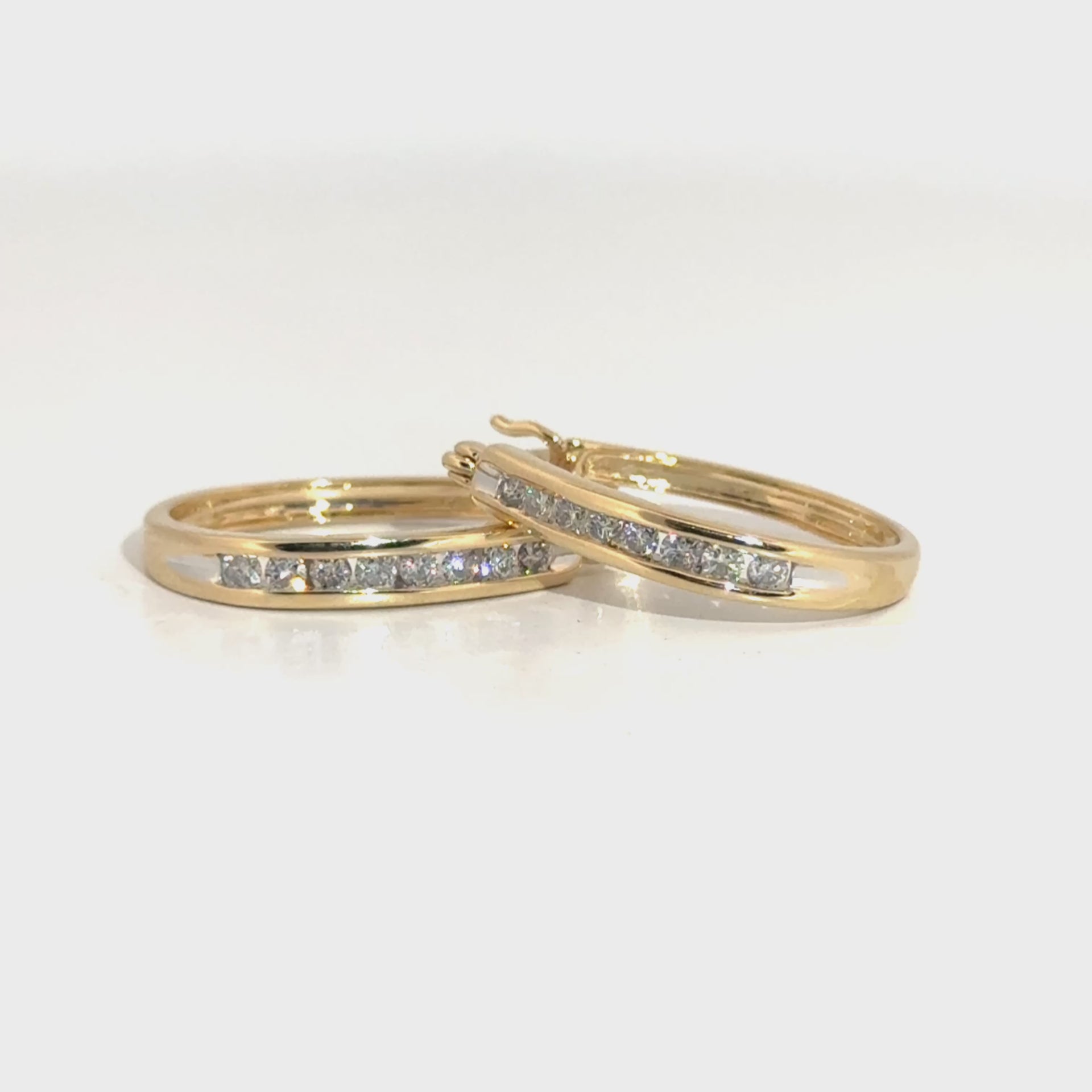 Natural Diamond Hoop Earrings in 14K Yellow Gold