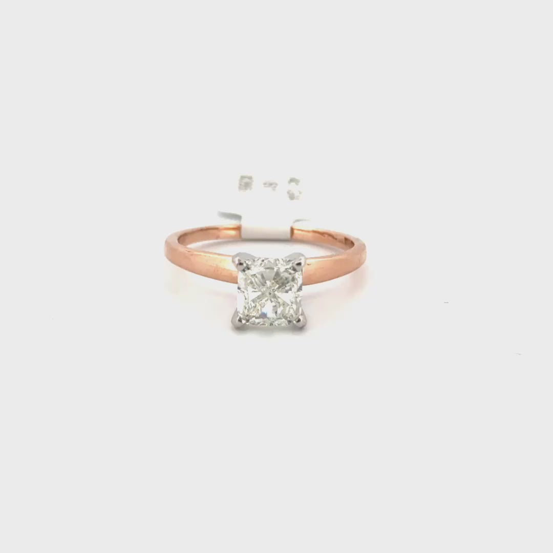 1.4ct. I SI1 GIA Natural Cushion Cut Diamond Solitaire Set in 14K Yellow Gold