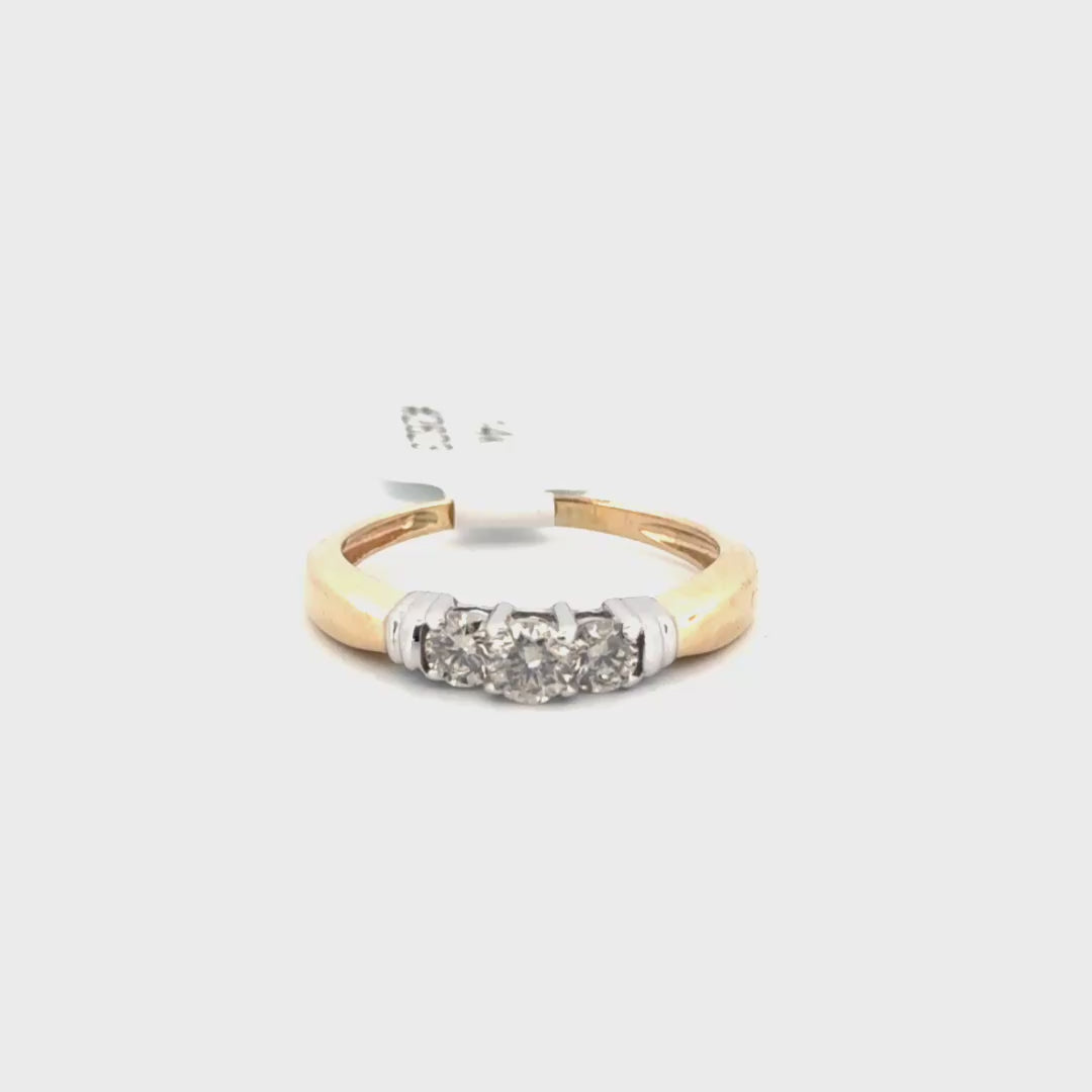 Natural Diamond Three Stone Ring Set in 14K Yellow Gold