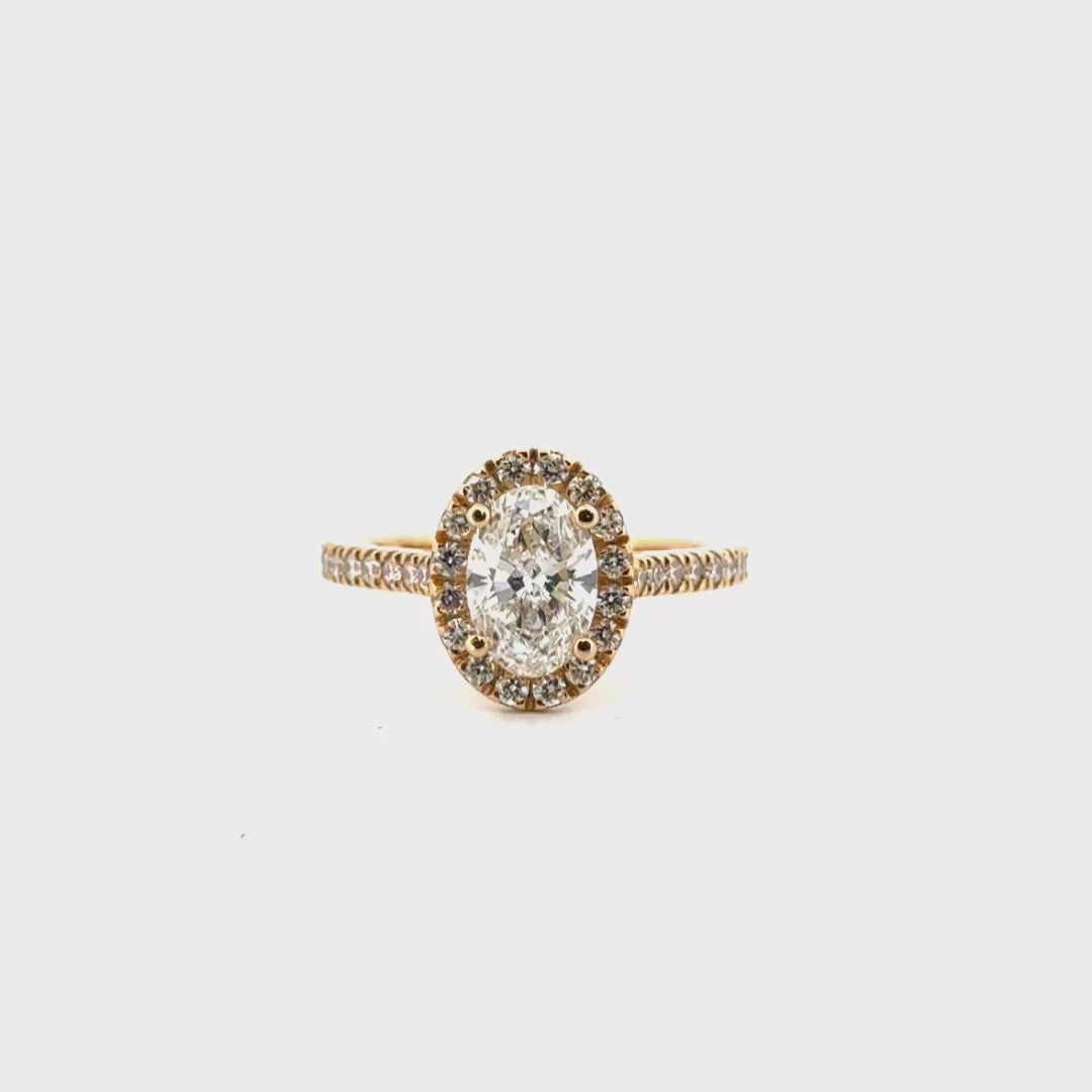 1.3ct. Lab Grown Oval Set in 14K Yellow Gold Halo