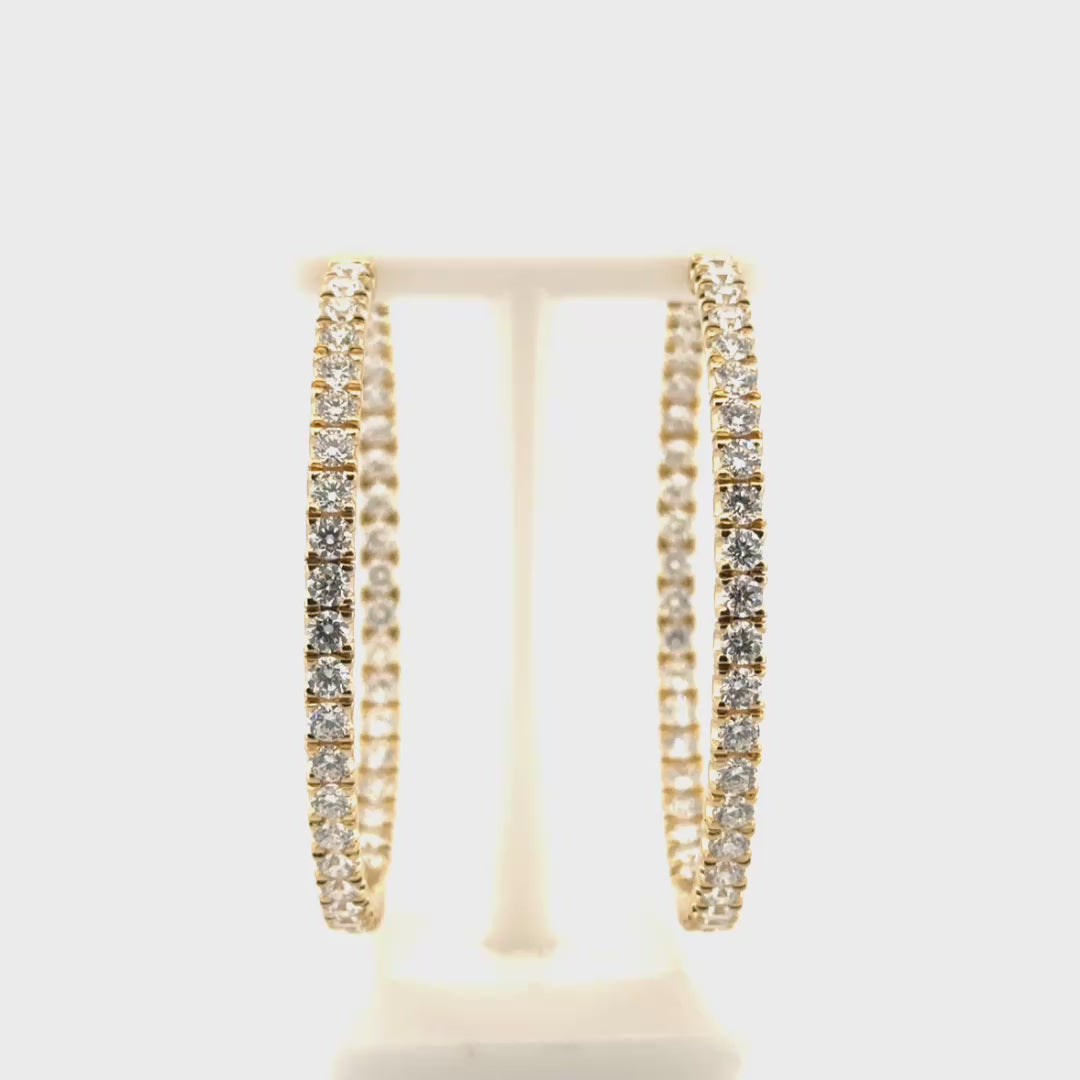 8cttw. Natural Diamond In N Out Hoops in 14K Yellow Gold