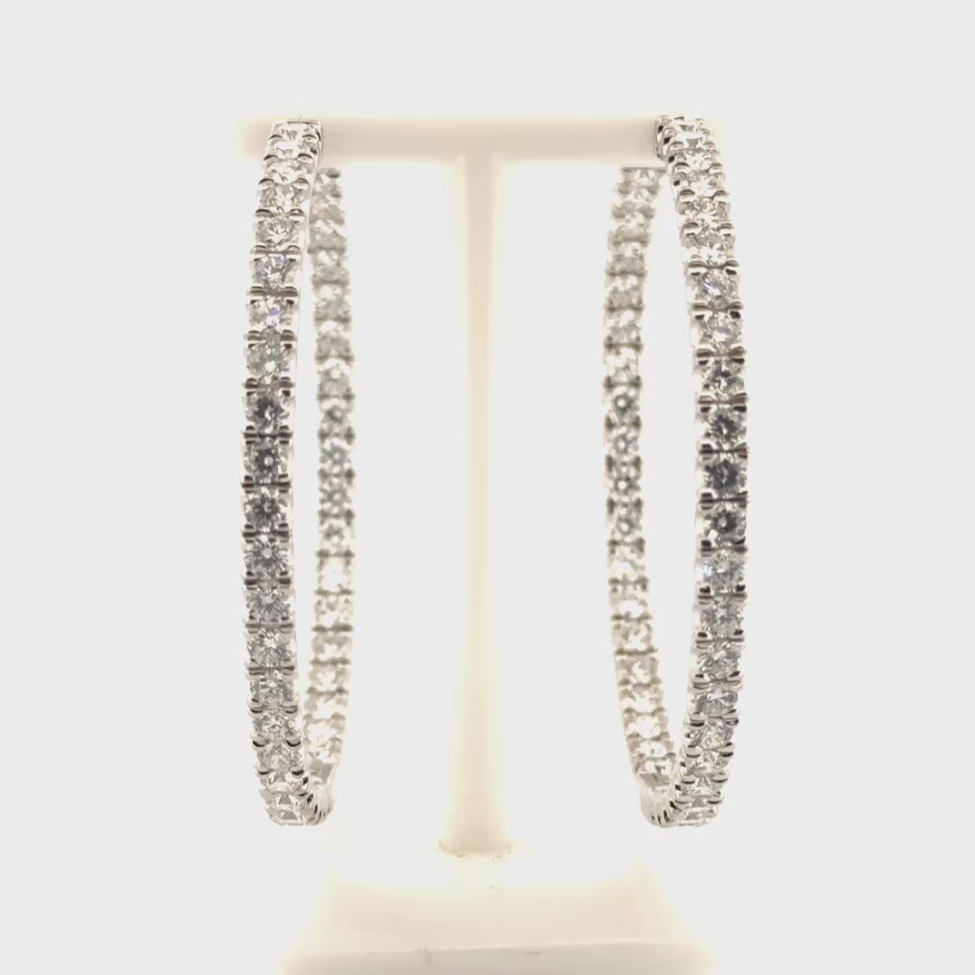 8cttw. Natural Diamond In N Out Hoop Earrings in 14K White Gold