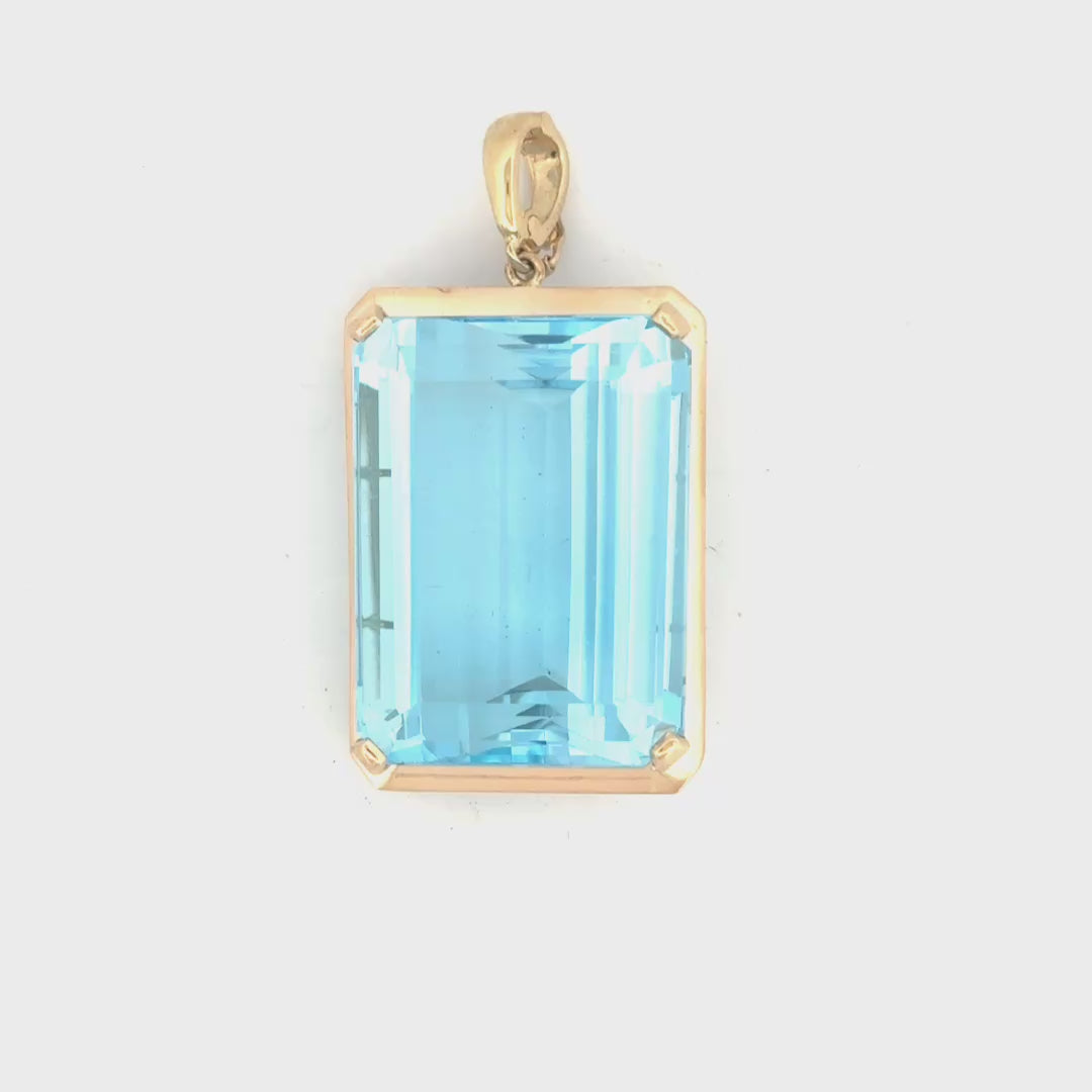 78.98ct. Blue Topaz Pendant Set in 14K Yellow Gold