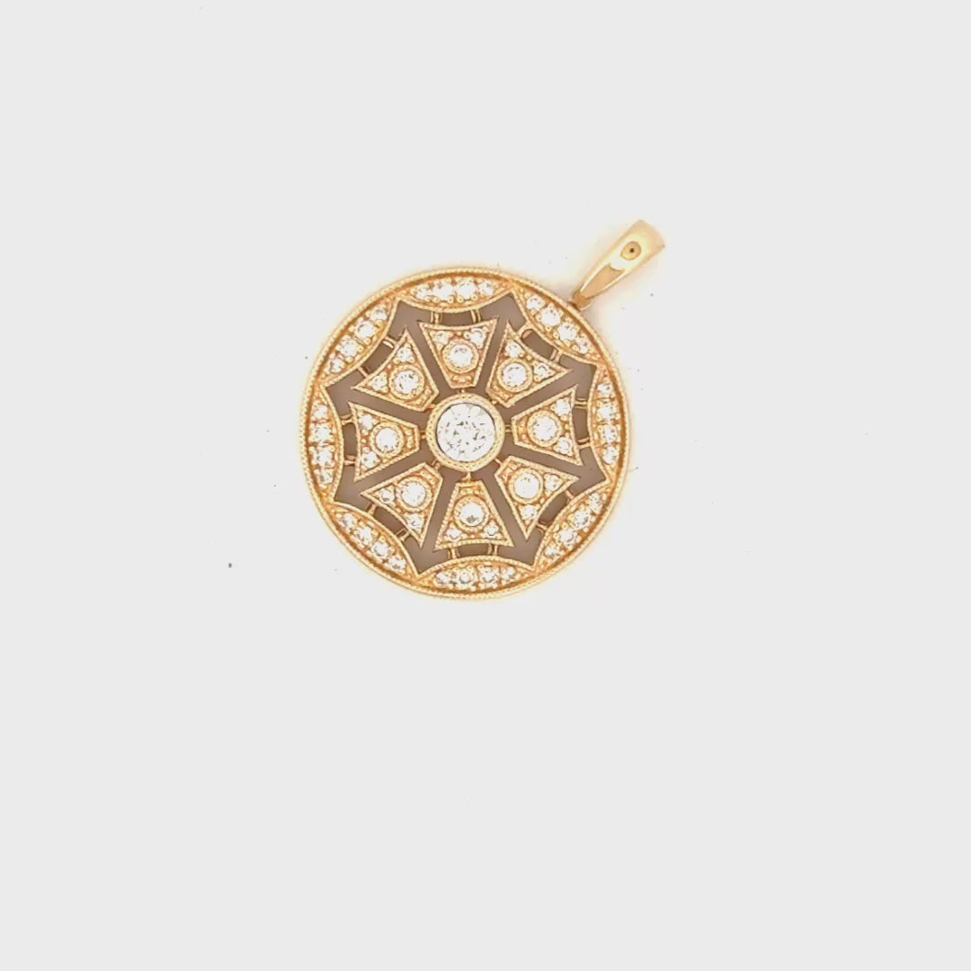 .5cttw. Natural Diamond Starburst Pendant in 14K Yellow Gold