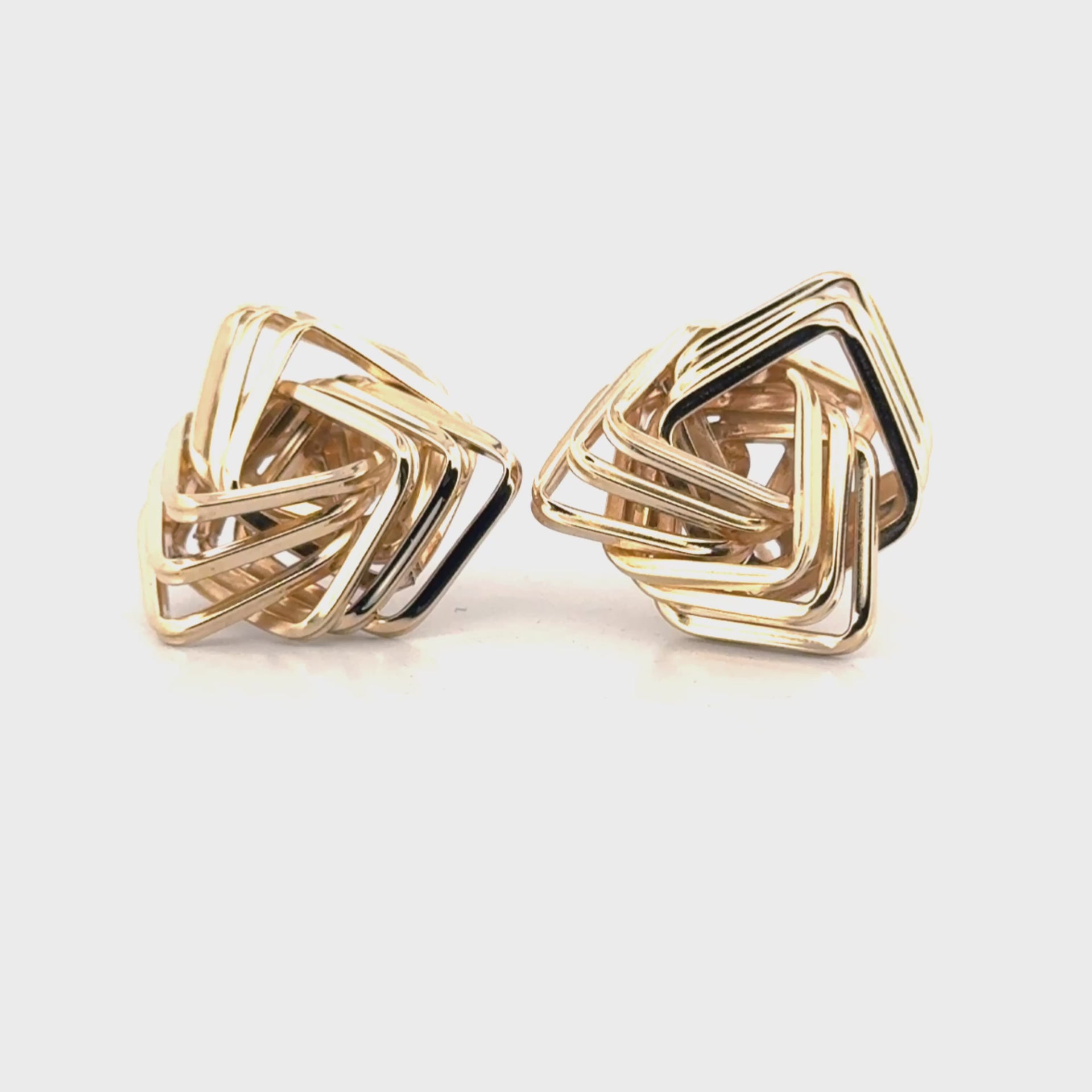 Modern Geometric Knot Earrings in 14K Yellow Gold