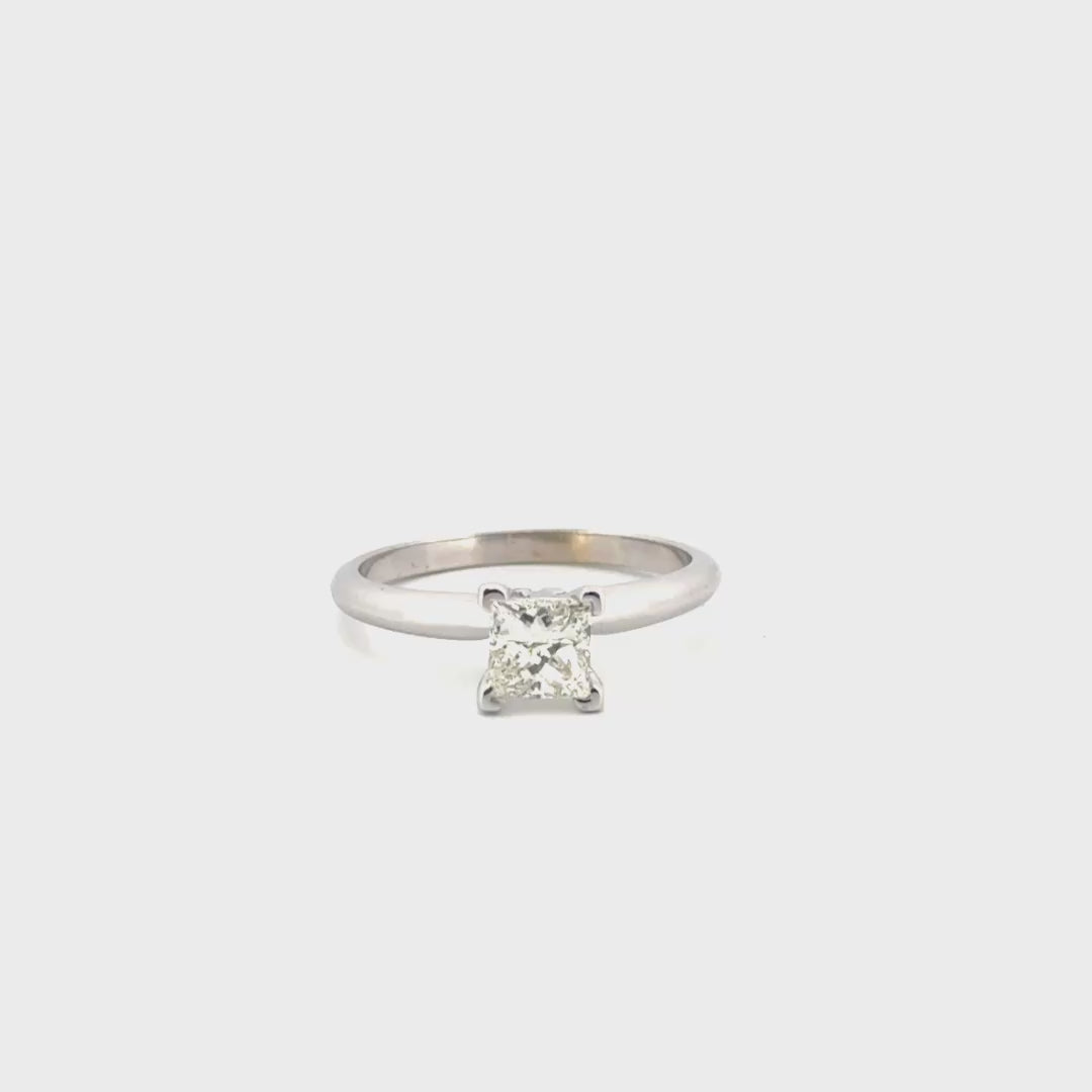 Approx .75ct. Princess Cut Natural Diamond Solitaire Set in 14K White Gold