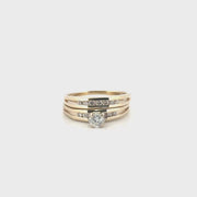 Natural Diamond Ring Set in 14K Yellow Gold with Matching Band Sz 5