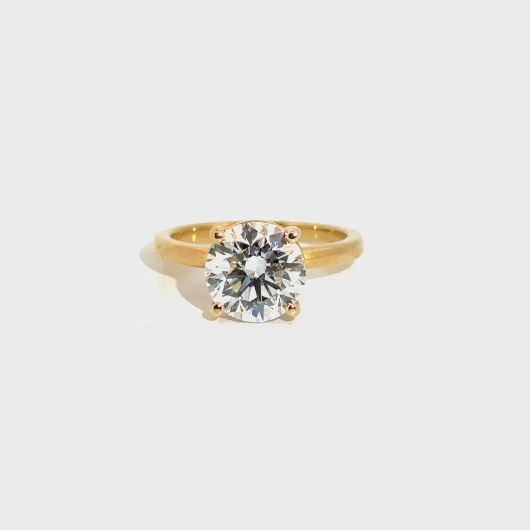 3.0ct. E VS1 Round Lab Grown Diamond in 14K Yellow Gold