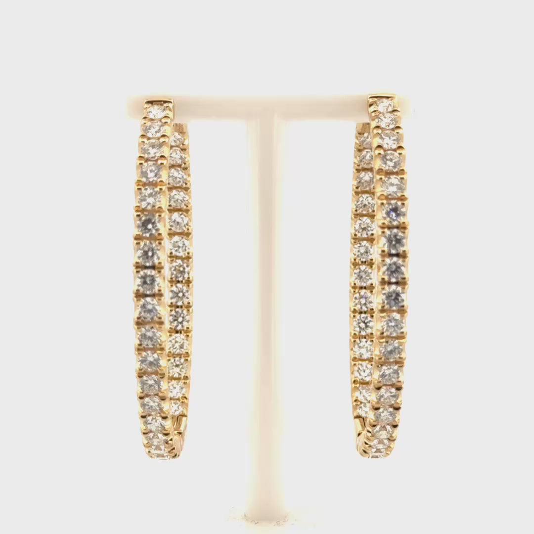 6cttw. Natural Diamond In N Out Hoops in 14K Yellow Gold