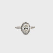 1.5ct. F VS1 Lab Grown Oval Diamond Set in 14K White Gold Halo Sz 7