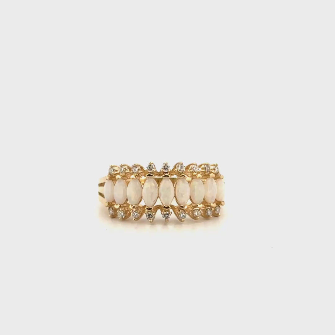 Effy Aurora Diamond & Opal Band in 14K Yellow Gold