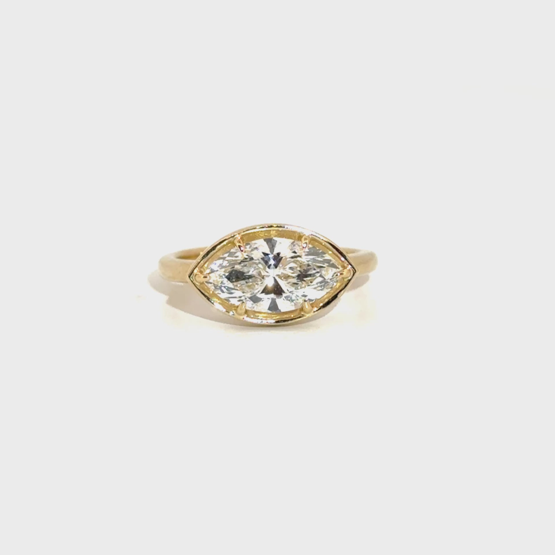 2.02ct. E VS1 Lab Grown Marquise East to West Set in 14K Yellow Gold