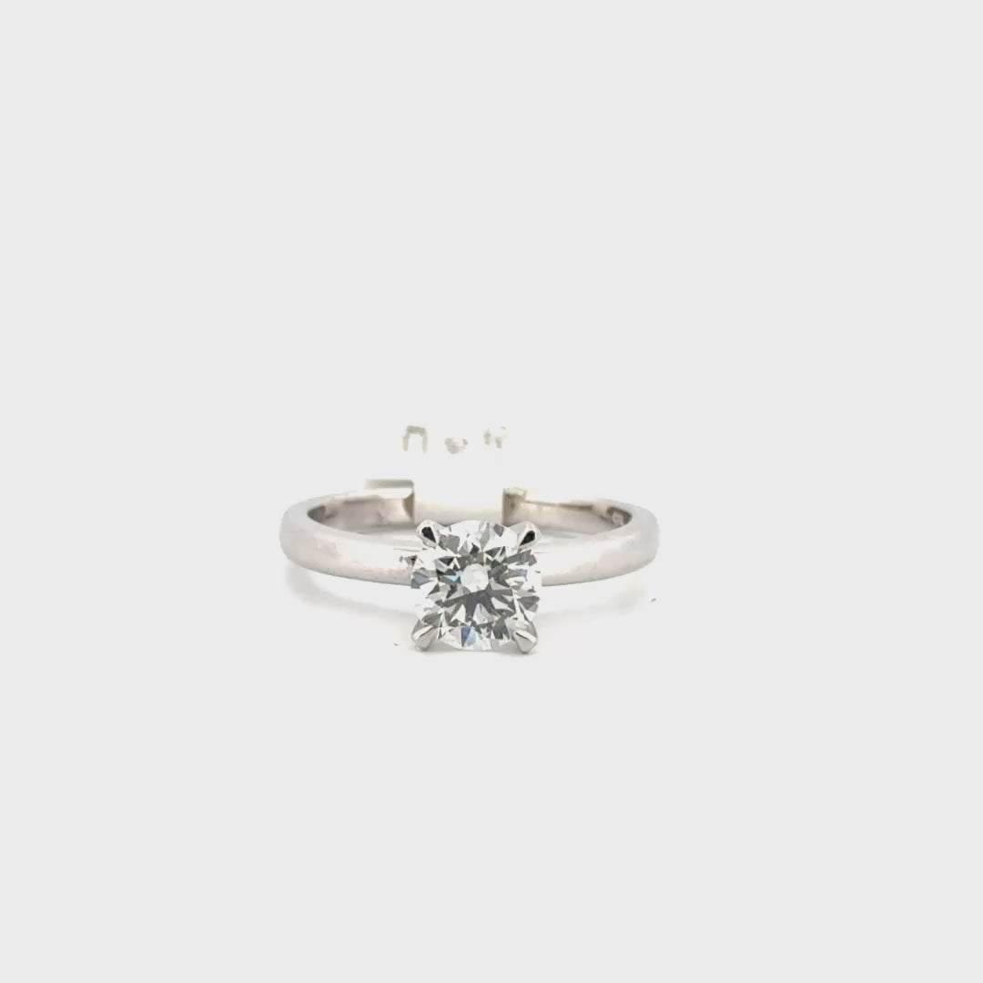 1.12ct. F SI1 GIA Certified Natural Round Diamond Solitaire Set in 14K White Gold