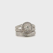 Natural Diamond Ornate Cluster Set Ring in 14K White Gold Sz 7