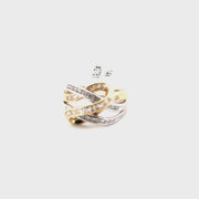 Two Tone Natural Diamond Fashion Ring Set in 14K White & Yellow Gold Sz 7