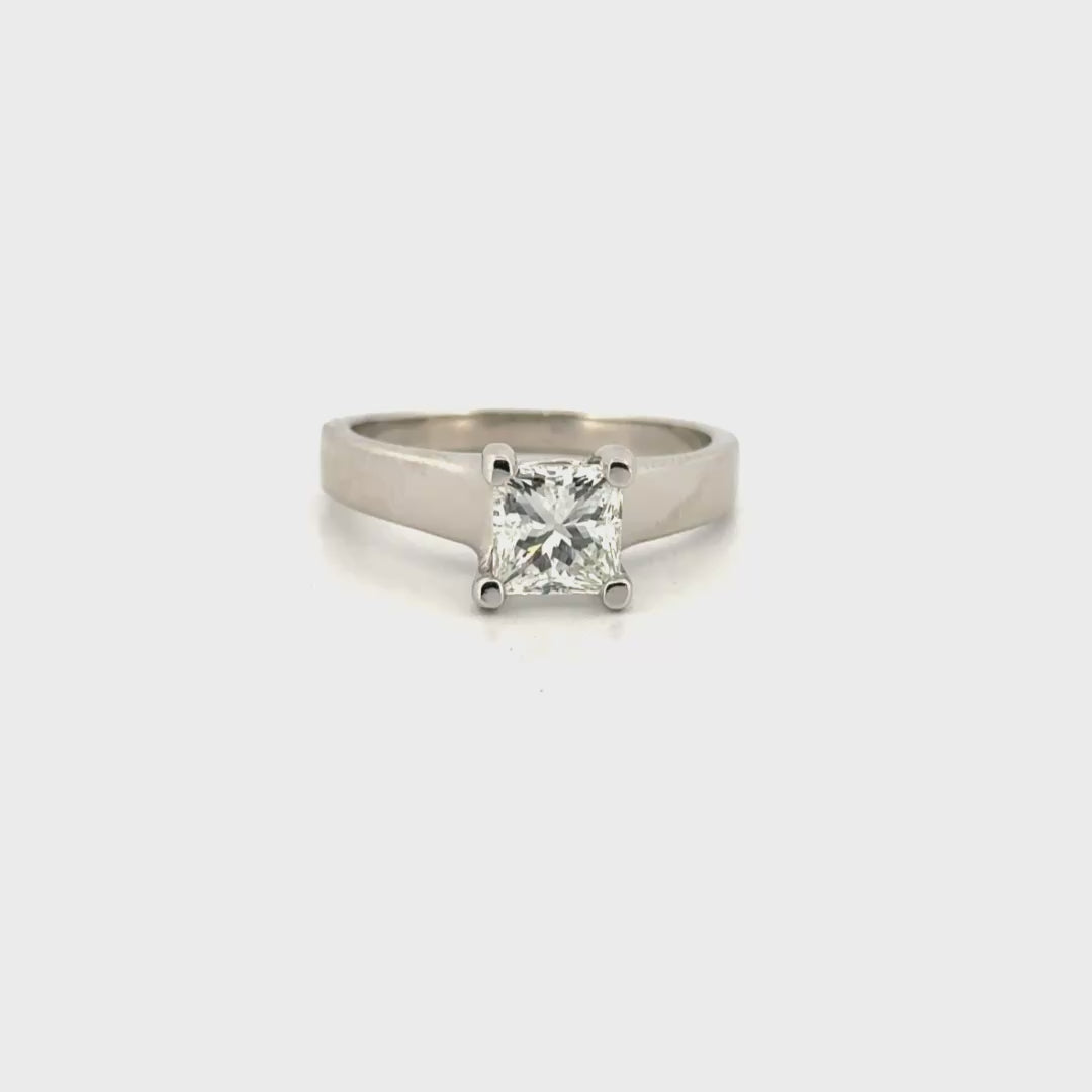 1.23ct. Princess Cut Diamond Solitaire Engagement Ring Set in Platinum