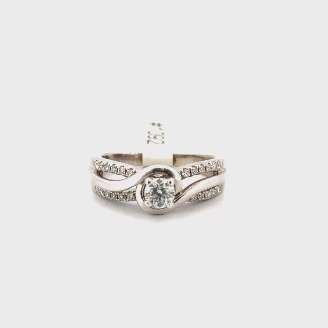 Round Natural Diamond Solitaire Set in 14K White Gold Diamond Mounting