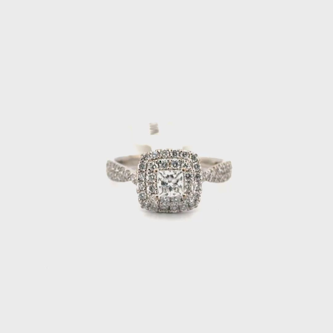 1cttw. Lab Grown Diamond Princess Cut in Double Halo