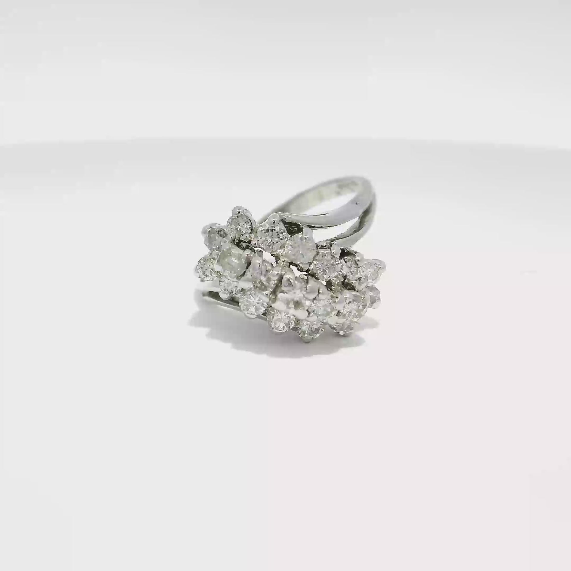 Natural Diamond Waterfall Ring in 14K White Gold