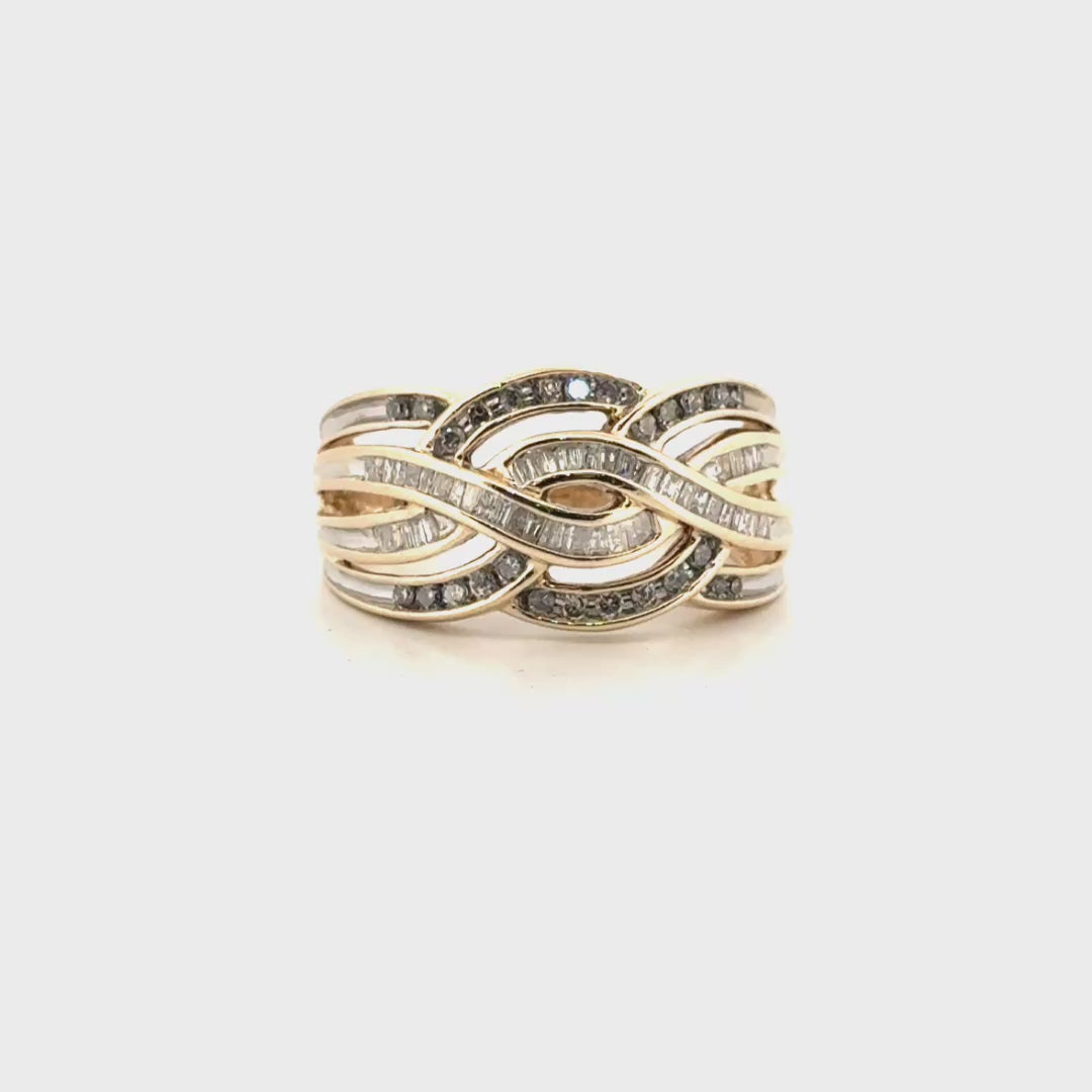Natural Diamond & Sapphire Ring Set in 10K Yellow Gold