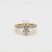 2.06ct. F VS1 Lab Grown Pear Shape Diamond Engagement Set in 10pt Band Sz 7