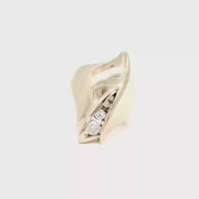 Contemporary Bypass Swirl Style Natural Diamond Estate Ring in 14K Yellow Gold Sz 7