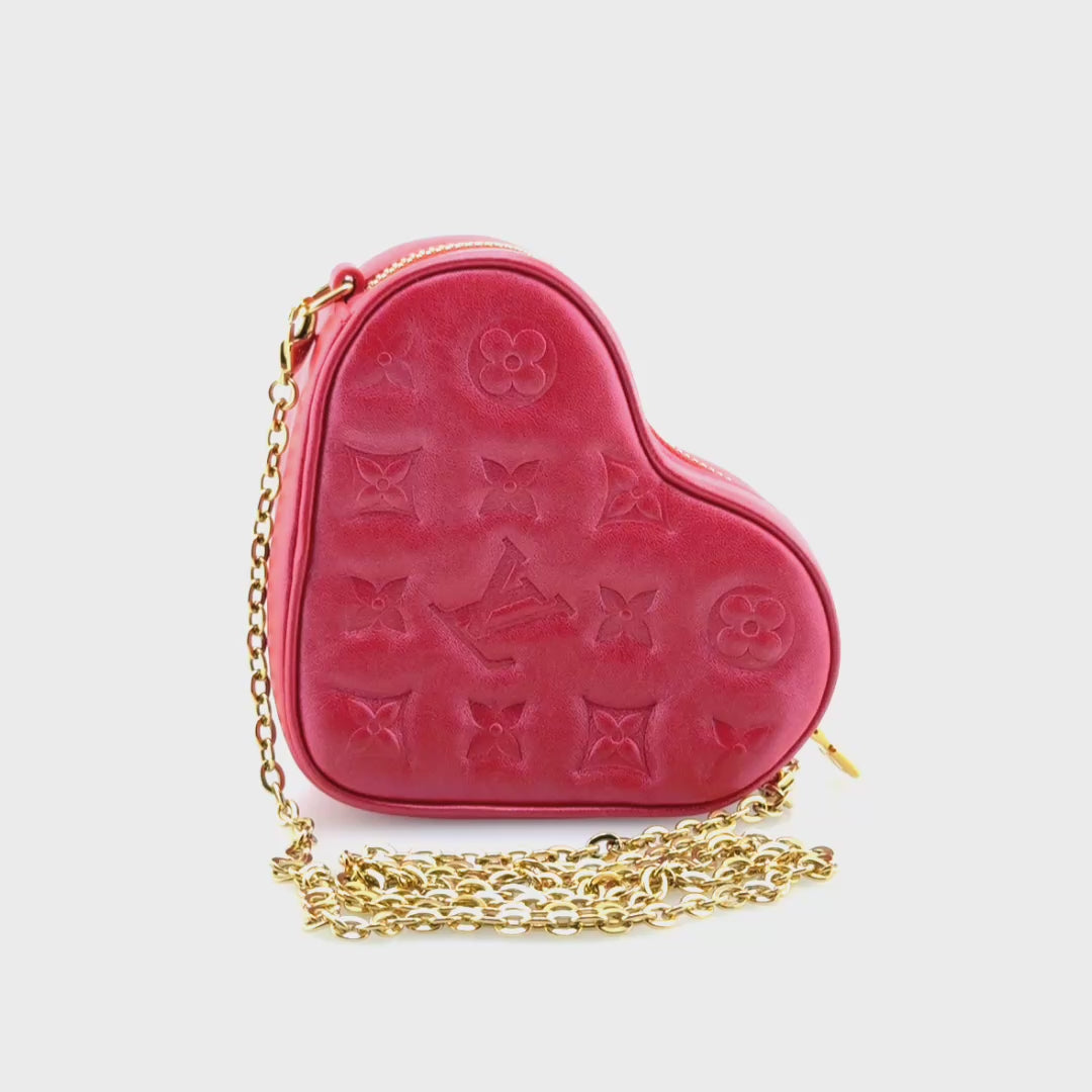 Louis Vuitton Sac Coeur Chain Monogram Fall In Love Embossed Lambskin Lipstick Red