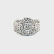 Natural Diamond Cluster Set Ring in 14K White Gold Sz 12