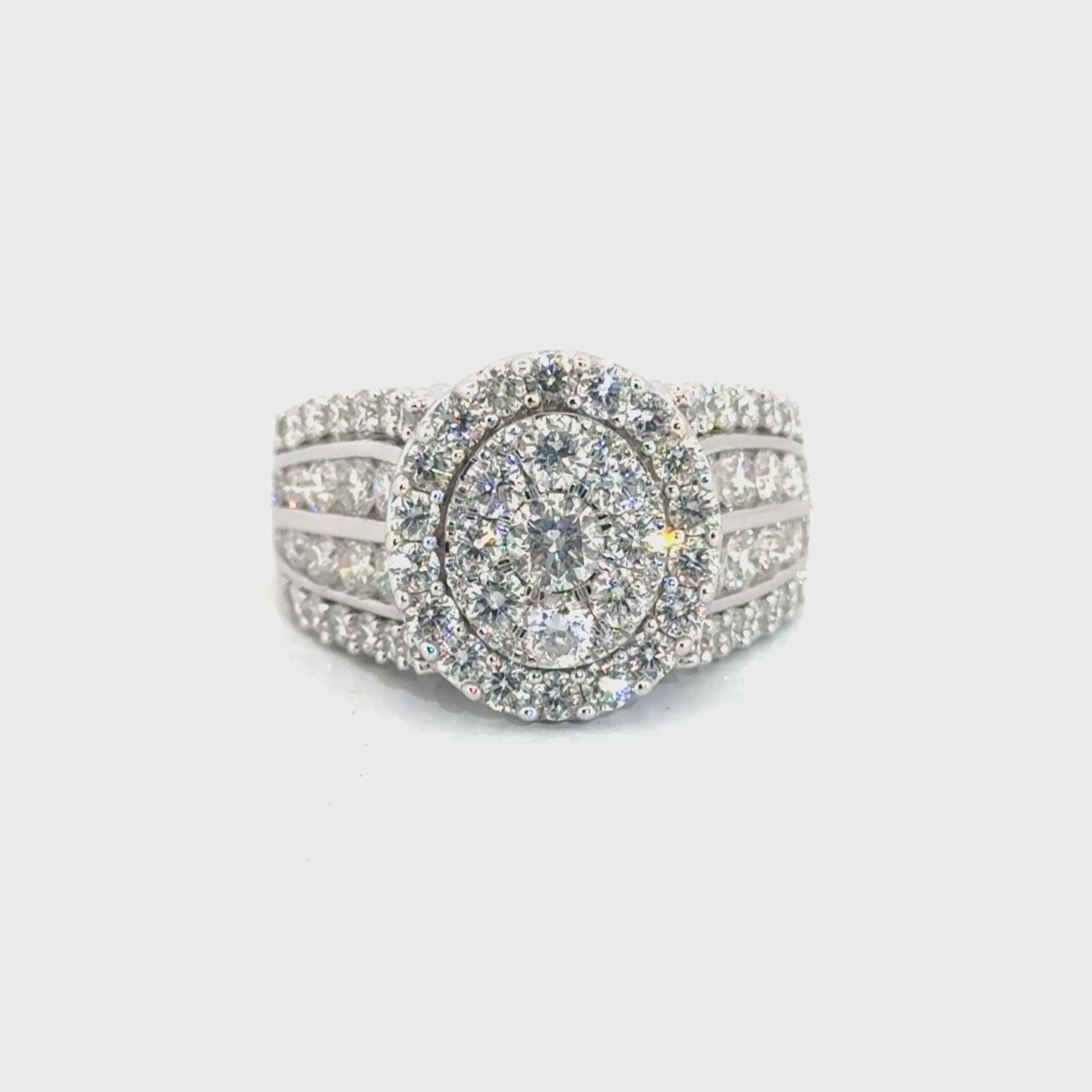 Natural Diamond Cluster Set Ring in 14K White Gold