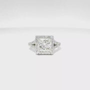 2.10ct. G VS2 GIA Natural Princess Cut Diamond in 14k White Gold Halo Mounting Sz 5