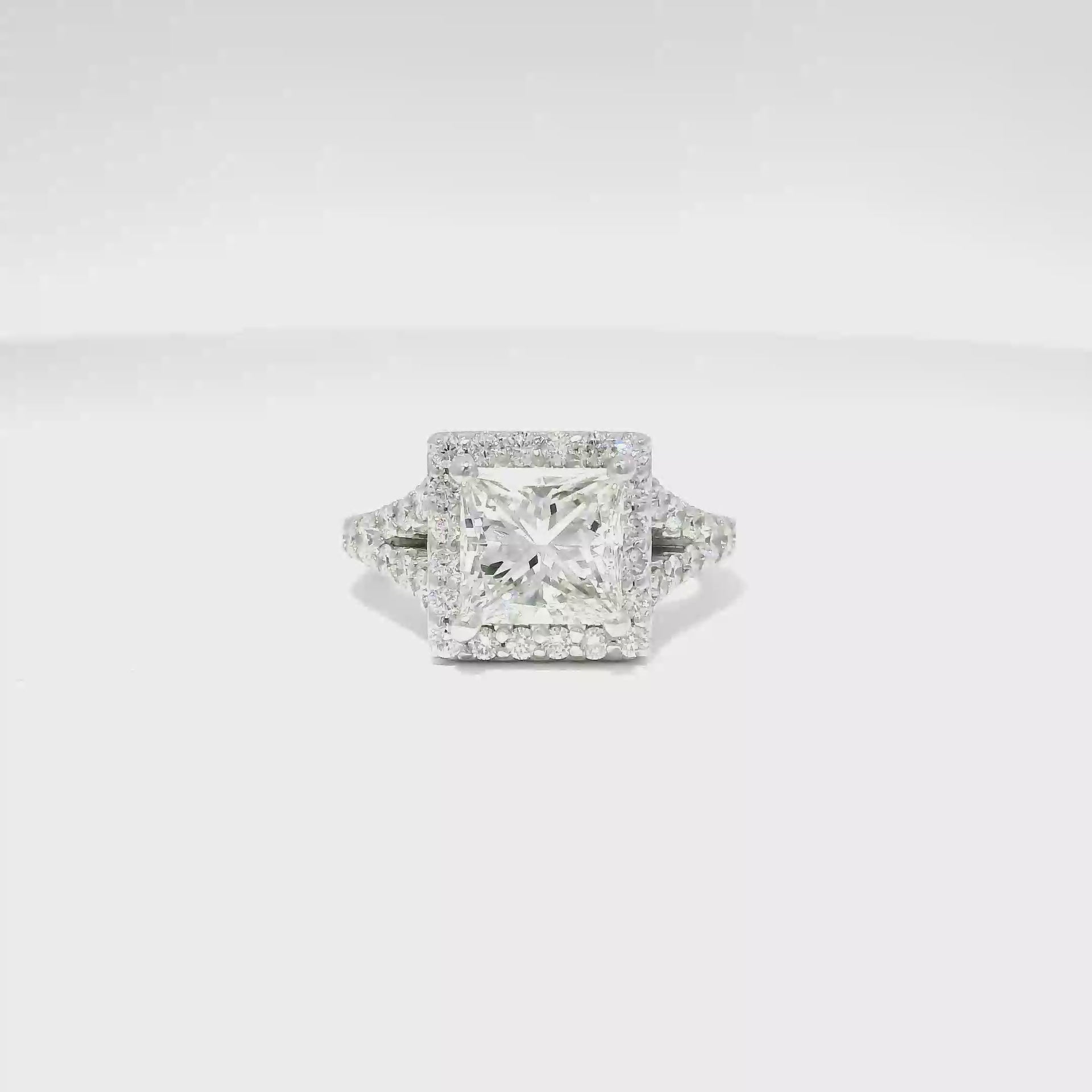 2.10ct. G VS2 GIA Natural Princess Cut Diamond in 14k White Gold Halo Mounting